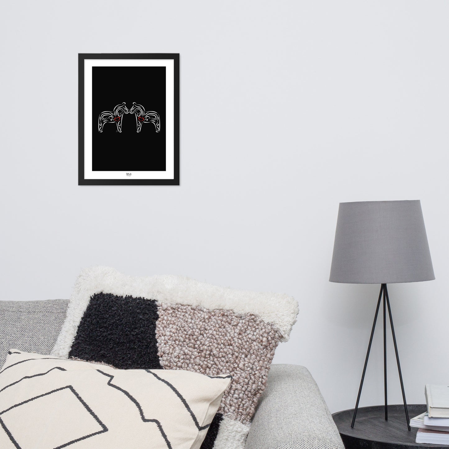 Dalahästar Svart - Poster