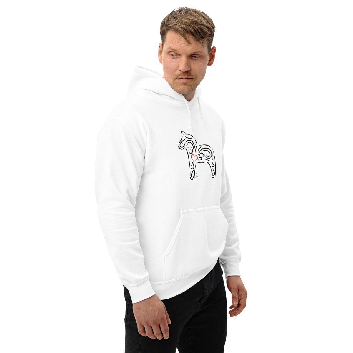 Dalahäst Hoodie vit