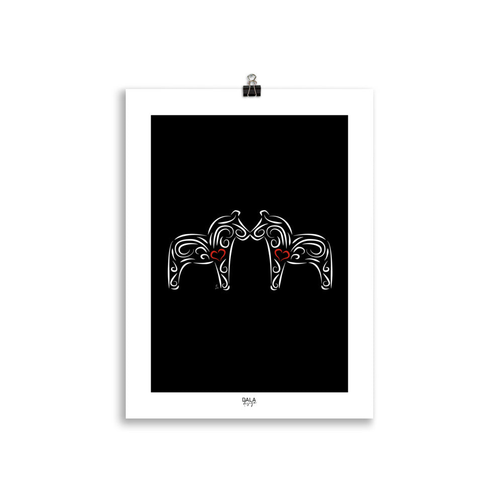 Dalahästar Svart - Poster
