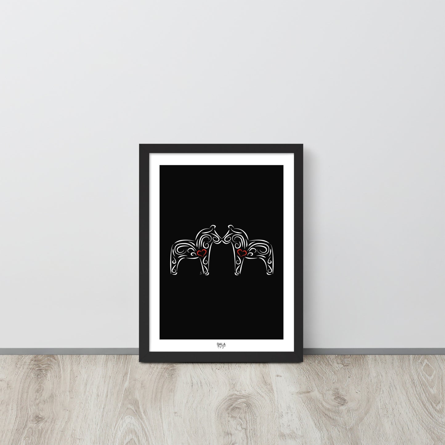 Dalahästar Svart - Poster