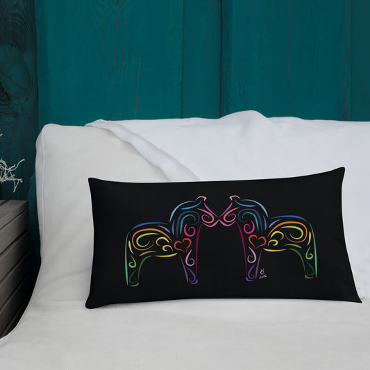 Dalahästar Kudde Svart av Hanna Cavanagh Design
