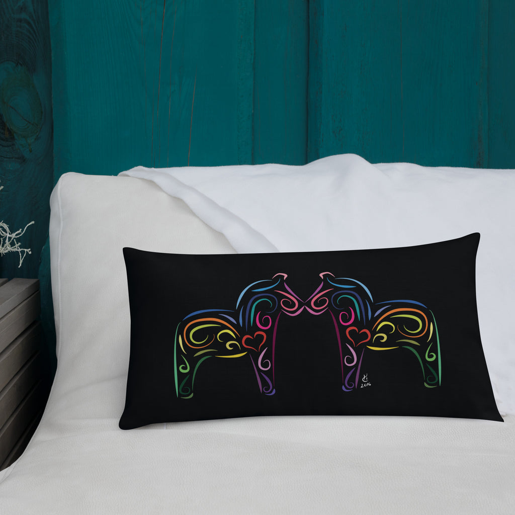 Dalahästar Kudde Svart av Hanna Cavanagh Design