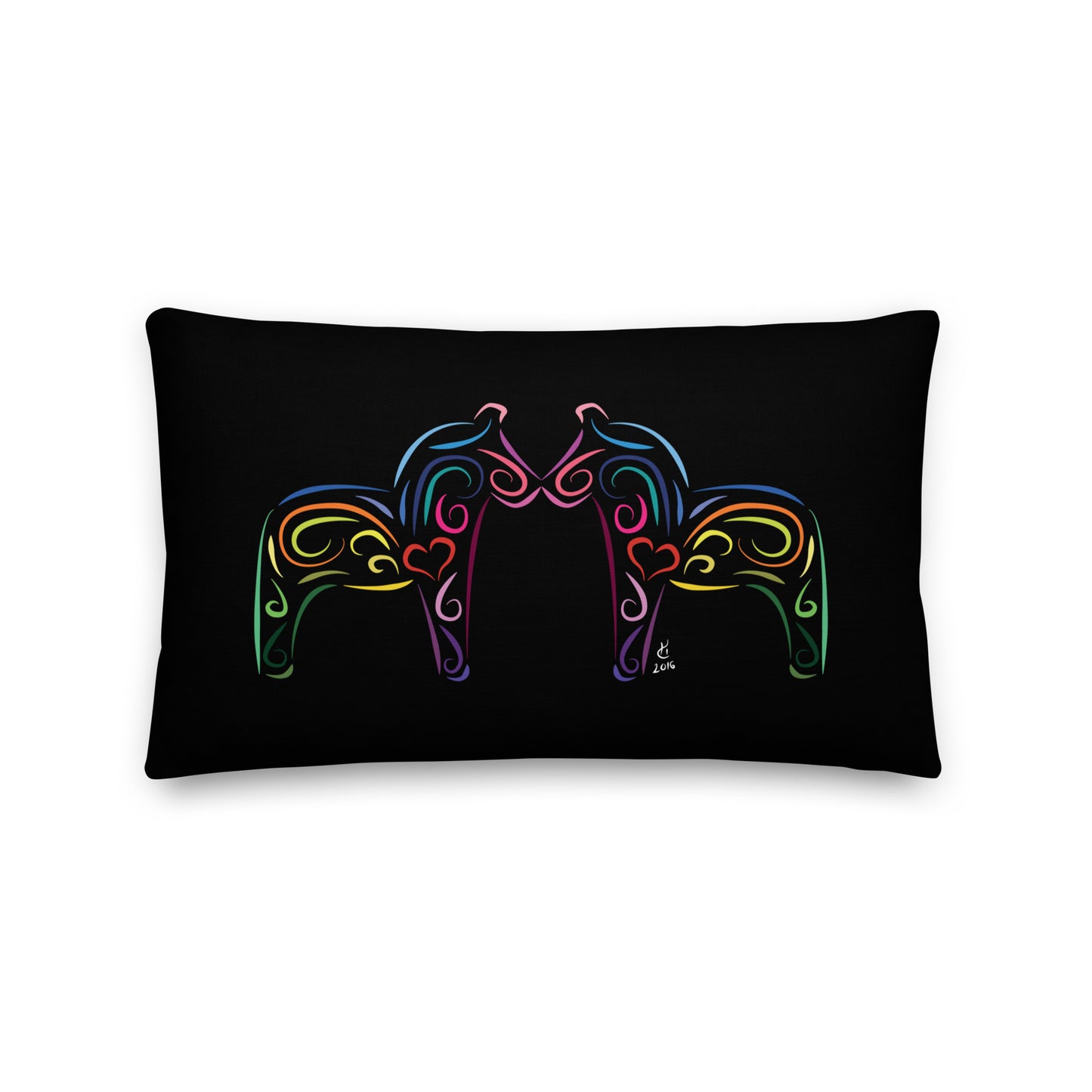 Dalahästar Kudde Svart av Hanna Cavanagh Design