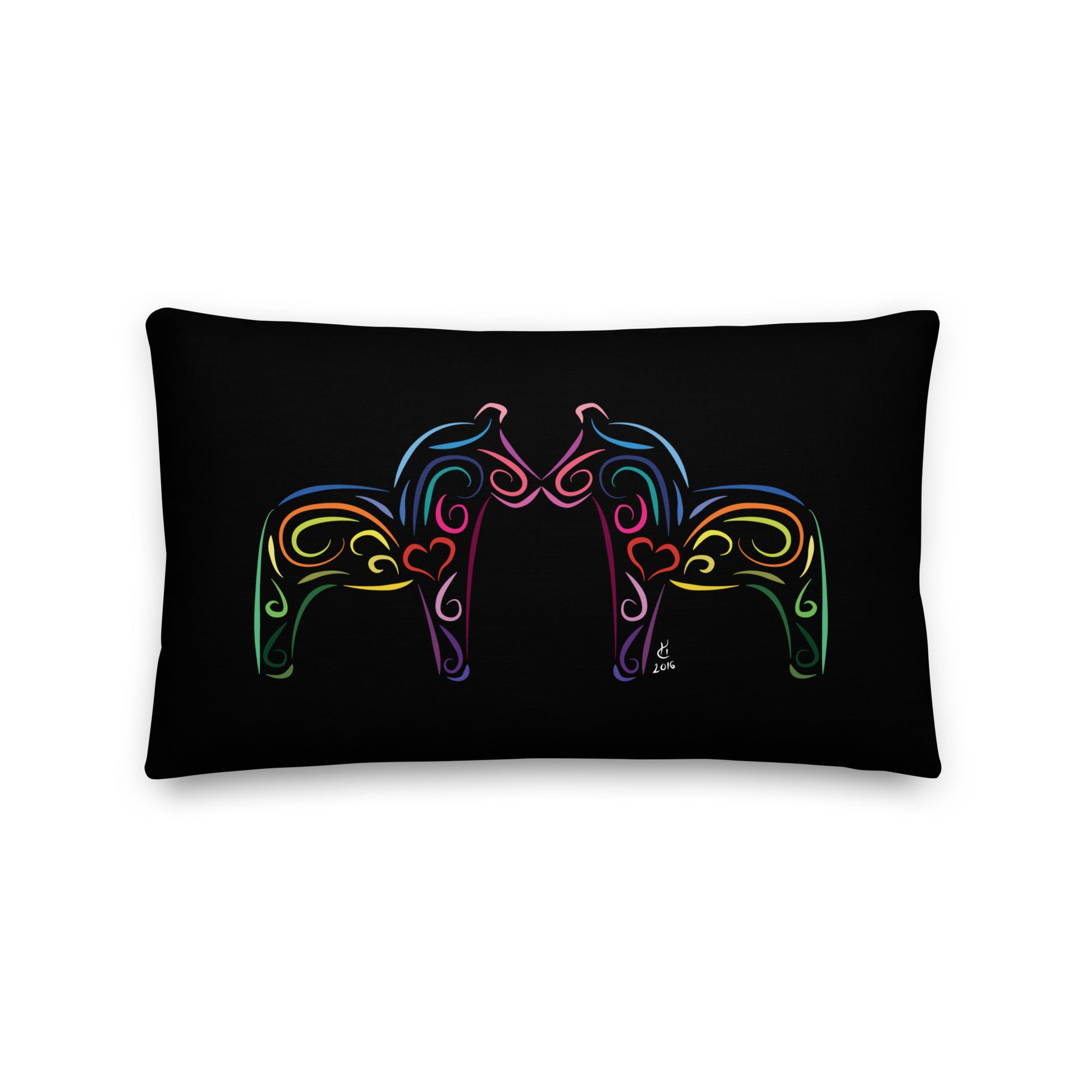 Dalahästar Kudde Svart av Hanna Cavanagh Design