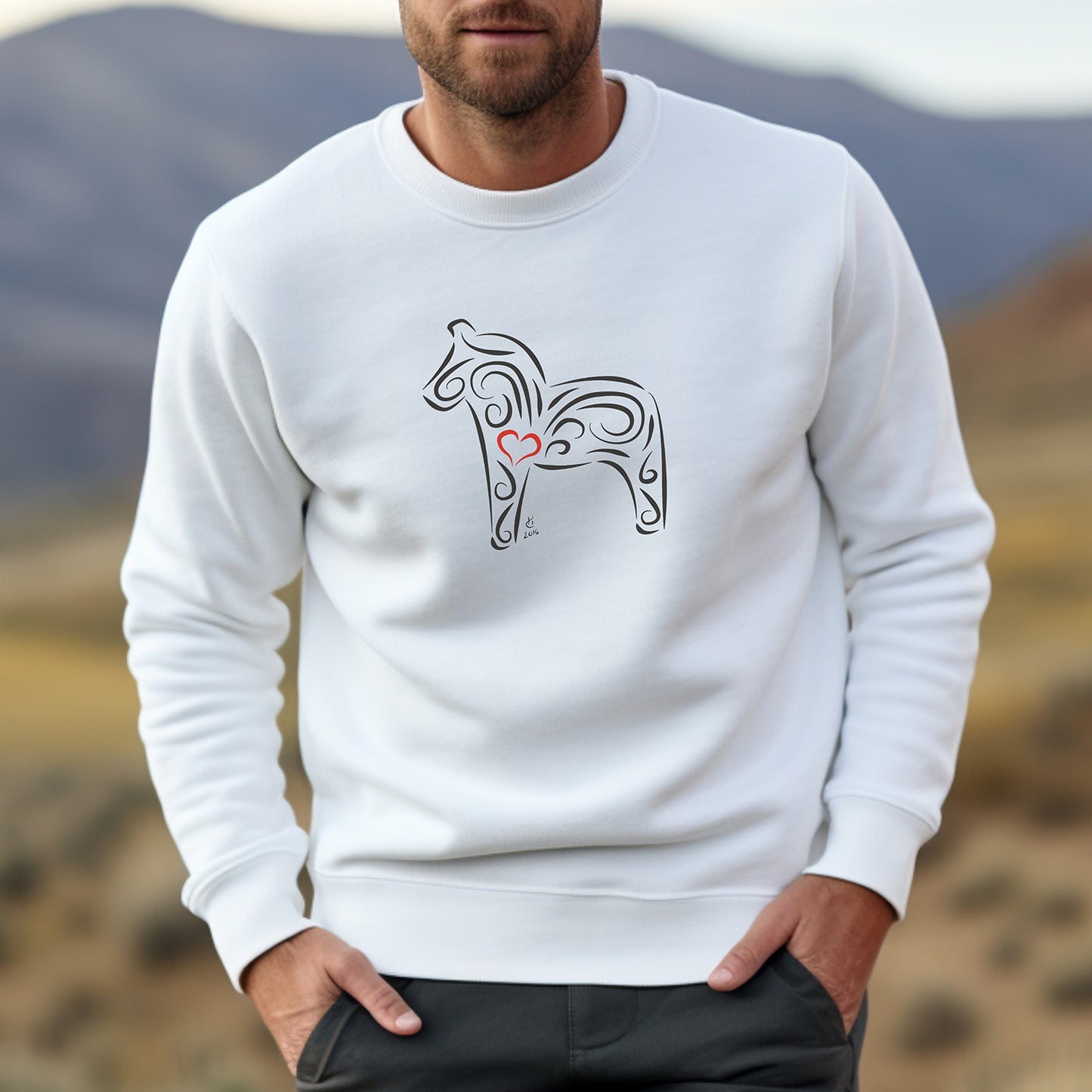 Hanna Cavanagh Design Dalahäst Sweatshirt Vit